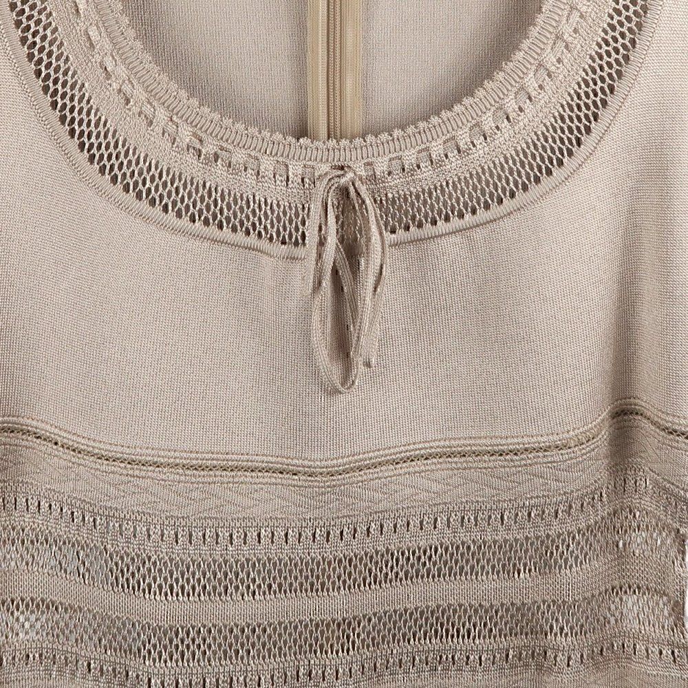 AZZEDINE ALAIA ICONIC 1993 VINTAGE SEMI SHEER CROCHET KNIT NEUTRAL/TAN DRESS - Picture 11 of 14